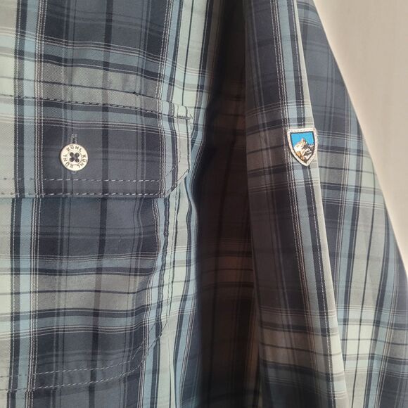 Kuhl Lightweight Button Up Long Sleeve Shirt Mens Large Bue Plaid Outdoor Casual - Picture 5 of 11